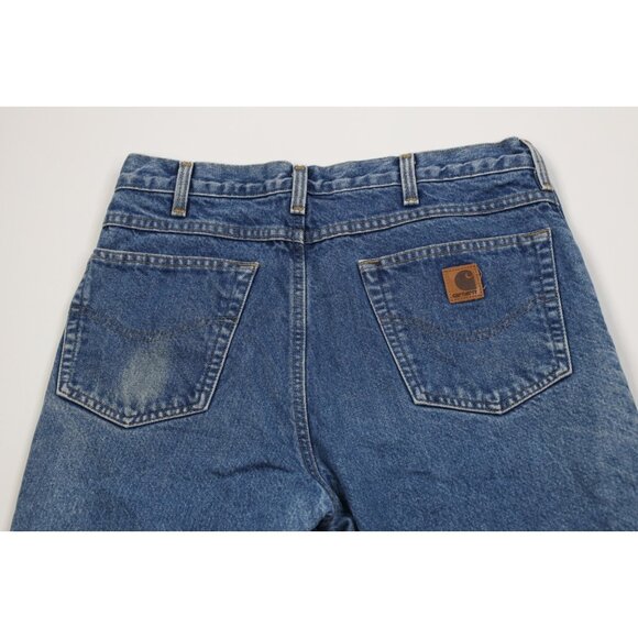 Vtg Y2K Carhartt Mens 32x32 Distressed Heavy Flannel Lined Straight Leg Jeans - Picture 11 of 16